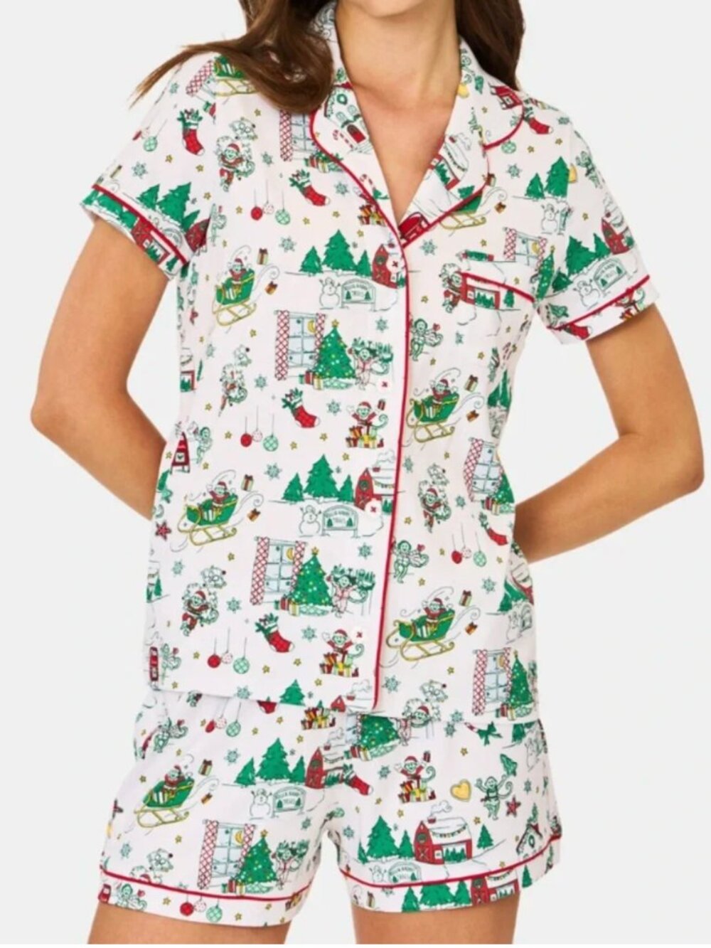 Roller Rabbit Snow Village Short Sleeve Polo Pajamas Size S Excellent Condition